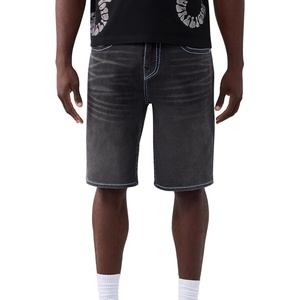 True Religion Men’s Bobby Flap Big T Short – Premium Fabric Blend, Flap Pocket Style, Signature Stitching(Deep Silence Black Wash)