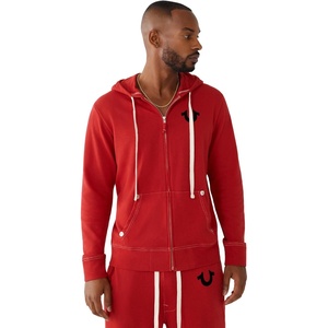 True Religion Men’s Buddha Logo Zip Hoodie(Ruby Red W Black)