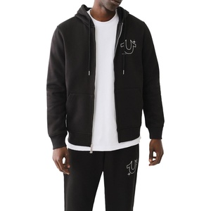True Religion Men’s Buddha Star Zip Hoodie(Jet Black)