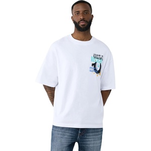 True Religion Men’s Concert Buddha Oversized Tee | Graphic T-Shirt, Oversized Fit, 100% Cotton(Optic White)