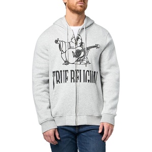 True Religion Men’s Crackle Zip Up Hoodie(Heather Grey)