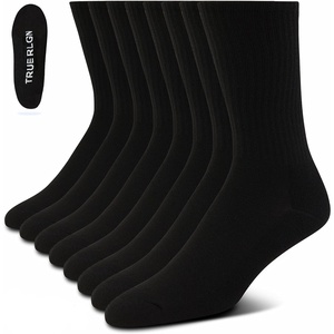 True Religion Mens Crew Socks, 8 Pairs Premium Athletic Men’s Socks, 8-12(8 Pairs: Black)