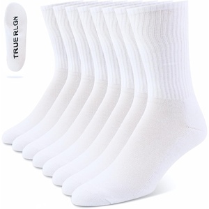 True Religion Mens Crew Socks, 8 Pairs Premium Athletic Men’s Socks, 8-12(8 Pairs: White)