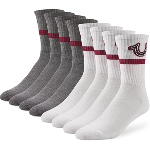 True Religion Mens Crew Socks, 8 Pairs Premium Athletic Men’s Socks, 8-12(White/Grey)