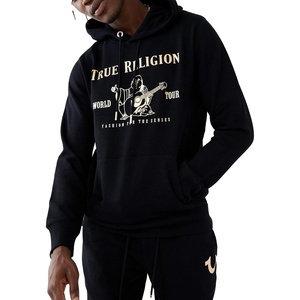 True Religion Men’s Metallic Buddha Logo Hoodie – Graphic Hoodies for Men | Pullover Sweatshirt | Streetwear Hoodie(Jet Black)