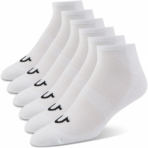 True Religion Mens No Show Socks for Men, 6 & 12 Pairs Athletic Soft Socks(6 Pairs: White)