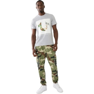 True Religion Mens Non Denim Big T Cargo Jogger(Green Camo)