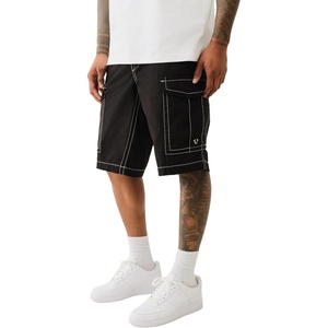 True Religion Men’s Relaxed Sn Cargo Flap Short | Cargo Shorts with Flap Pockets(Jet Black)