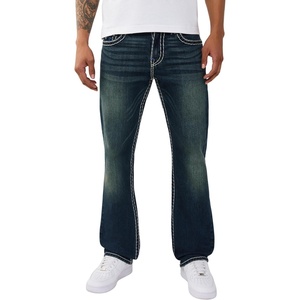True Religion Men’s Ricky Super T Flap Straight Jeans | Straight Fit, Flap Pocket Detail, Cotton Blend(Riff Grunge Dark Wash)