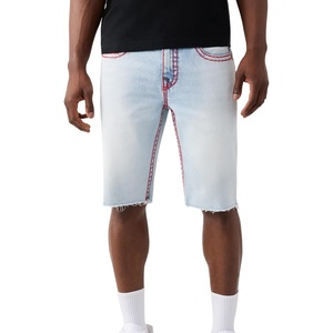 True Religion Men’s Ricky Super T Short Flap Fray(Coastline Ash Light Wash)