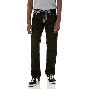 True Religion Men’s Ricky Super T Straight Leg Denim Jeans for Men | Dark Wash with Signature Horseshoe Stitching(Body Rinse Black)