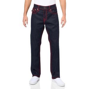 True Religion Men’s Ricky Super T Straight Leg Denim Jeans for Men | Dark Wash with Signature Horseshoe Stitching(Rigel Dark Wash)