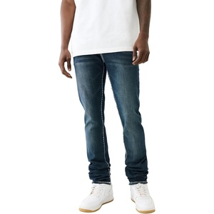 True Religion Men’s Rocco Super T 1/2″ Flap with 32″ Inseam(Aquamarine Dark Wash)