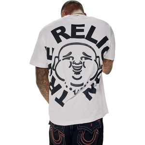 True Religion Men’s Short Sleeve Buddha Face Tee | Men’s T-Shirts | Graphic Tees for Men(Optic White)
