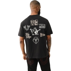 True Religion Men’s Short Sleeve Multi Logo Tee(Jet Black)