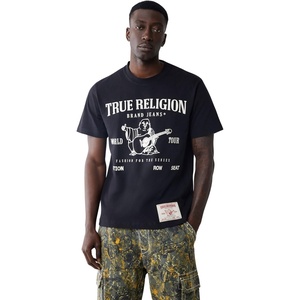 True Religion Men’s Short Sleeve SRS Graphic Tee | Casual Crew Neck T-Shirt(Jet Black)