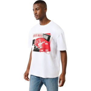 True Religion Men’s Short Sleeve Torn SRS Tee | Casual Graphic T-Shirt(Optic White)