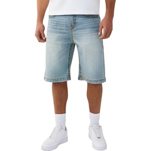 True Religion Men’s Vinny Super T Flap Ultra Baggy Short – Light Wash, Super T Stitching, Horseshoe Detailing