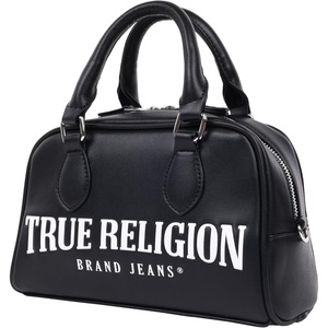 True Religion Mini Satchel, Structured Crossbody Bag with Big Logo, Adjustable Shoulder Strap, Black | Structured Crossbody Bag with Big Logo, Adjustable Shoulder Strap