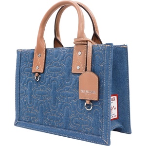 True Religion Quilted Tote Bag Purse, Blue | Spacious interior with sturdy handles for everyday errands.
