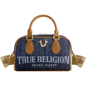 True Religion Satchel Bag, Women’s Faux Leather Crossbody Purse with Adjustable Shoulder Strap(Dark Denim)
