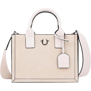 True Religion Tote Bag, Beige | Women’s Modern Edge Faux Suede Purse Handbag with Shoulder Strap