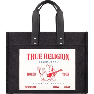 True Religion Tote Bag, Canvas Travel Carryall Shoulder Handbag(Black)