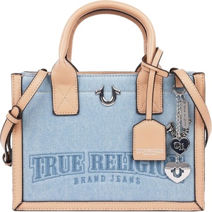 True Religion Tote Bag, Women’s Bombe Logo Travel Purse Handbag, Denim | Spacious interior with sturdy handles for everyday errands.