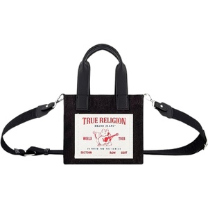 True Religion Tote Bag, Women’s Mini Travel Shoulder Bag with Adjustable Strap(Black)