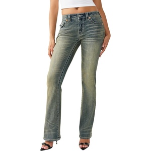 True Religion Women’s Becca Mid Rise Bootcut Big T Flap Jeans | Bootcut Fit, Cotton Blend, Flap Pocket Detail(Gold Rush)