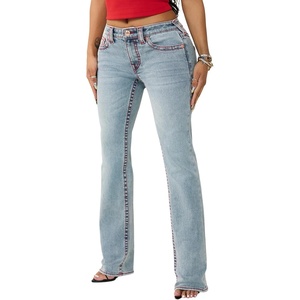 True Religion Women’s Billie Big T Stitch Straight Jean | Mid Rise | Signature Straight Leg Fit, Stretch Denim