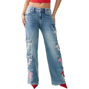 True Religion Women’s Bobbi Big T Baggy Jean | Cloud Valley | 34 | Relaxed Baggy Fit, Mid Rise, Signature Big T Stitching