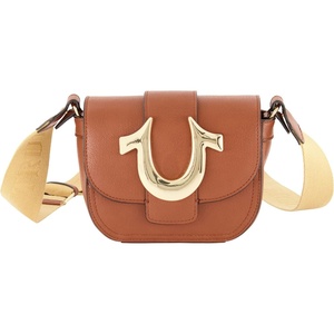True Religion Women’s Crossbody Bag, Flap Adjustable Shoulder Handbag with Horseshoe Logo(Brown)