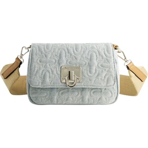 True Religion Women’s Crossbody Bag, Quilted Denim Purse Handbag with Adjustable Removable Shoulder Strap(Light Blue)