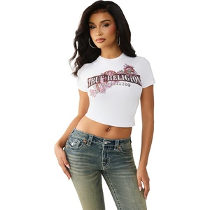 True Religion Women’s Crystal Snake Ss BBY Tee(Optic White)