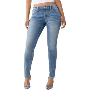 True Religion Women’s Jennie Crystal Single Needle Mid Rise NF Skinny Jeans – Slim Silhouette, Stretch Denim, Trendy Fit(Medium Blue Quartz Wash)