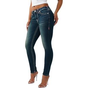 True Religion Women’s Jennie Mid Rise Skinny Jeans | Skinny Fit, Super T Flap Pocket, Cotton Blend(Serene Bliss)