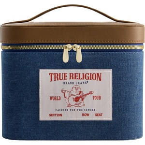 True Religion Women’s Makeup Bag, Small Travel Cosmetic Zipper Pouch Organizer(Denim)