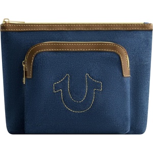 True Religion Women’s Makeup Bag, Travel Cosmetic Zipper Pouch Organizer(Denim W/ Zip Pocket)