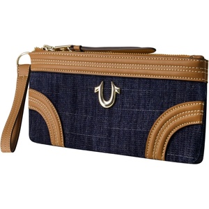 True Religion Women’s Mini Wallet with Wrist Strap, Dark Denim, One Size | Compact profile with multiple card slots for everyday carry.