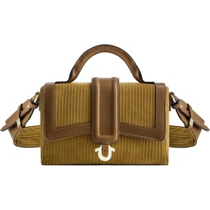 True Religion Women’s Satchel Bag Purse, Corduroy Crossbody Travel Handbag with Adjustable Shoulder Strap(Brown)