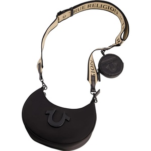 True Religion Women’s Shoulder Bag, Mini Crescent Hobo Handbag with Adjustable Crossbody Strap and Coin Purse, Black | Mini Crescent Hobo Handbag with Adjustable Crossbody Strap and Coin Purse