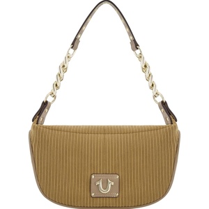 True Religion Women’s Shoulder Bag Purse, Corduroy Hobo Handbag with Chain Strap(Camel)