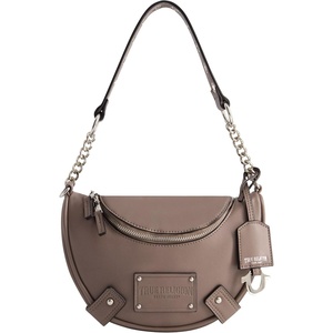 True Religion Women’s Shoulder Bag Purse, Faux Suede Hobo Handbag with Chain Handle(Taupe)