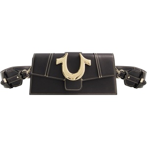 True Religion Women’s Shoulder Bag Purse, Mini Flap Crossbody Handbag with Horseshoe Logo(Black)
