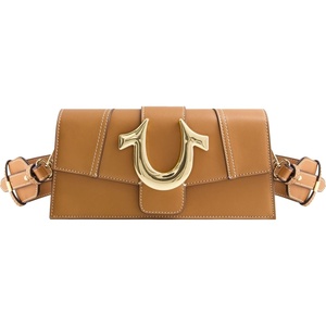 True Religion Women’s Shoulder Bag Purse, Mini Flap Crossbody Handbag with Horseshoe Logo(Cognac)
