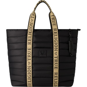True Religion Women’s Tote Bag, Quilted Nylon Travel Purse Handbag(Black)