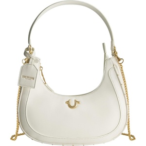 True Religion Women’s True Religion Hobo Bag, Women’s Faux Leather Crescent Handbag With Adjustable Chain Strap(White)