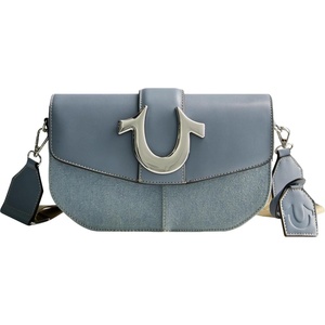True Religion Women’s True Religion Saddle Bag, Women’s Denim and Faux Leather Crossbody Purse With Adjustable Shoulder Strap(Blue)