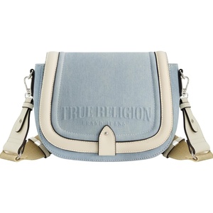 True Religion Women’s True Religion Saddle Bag, Women’s Denim and Faux Leather Crossbody Purse With Adjustable Shoulder Strap(Light Blue)